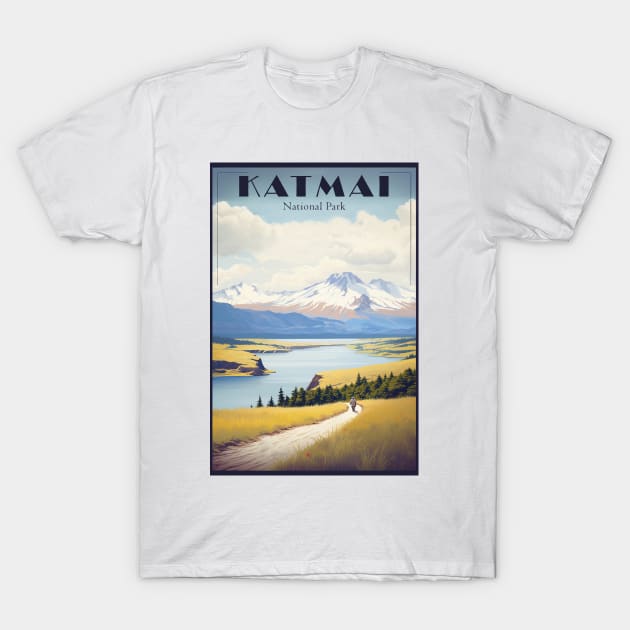 Katmai National Park Travel Poster T-Shirt by GreenMary Design